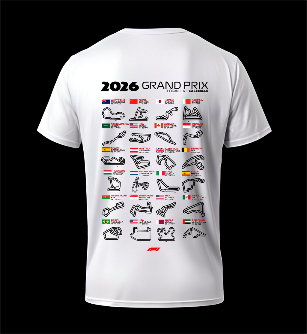 Formula 1 GRAND PRIX 2026 White Tshirt